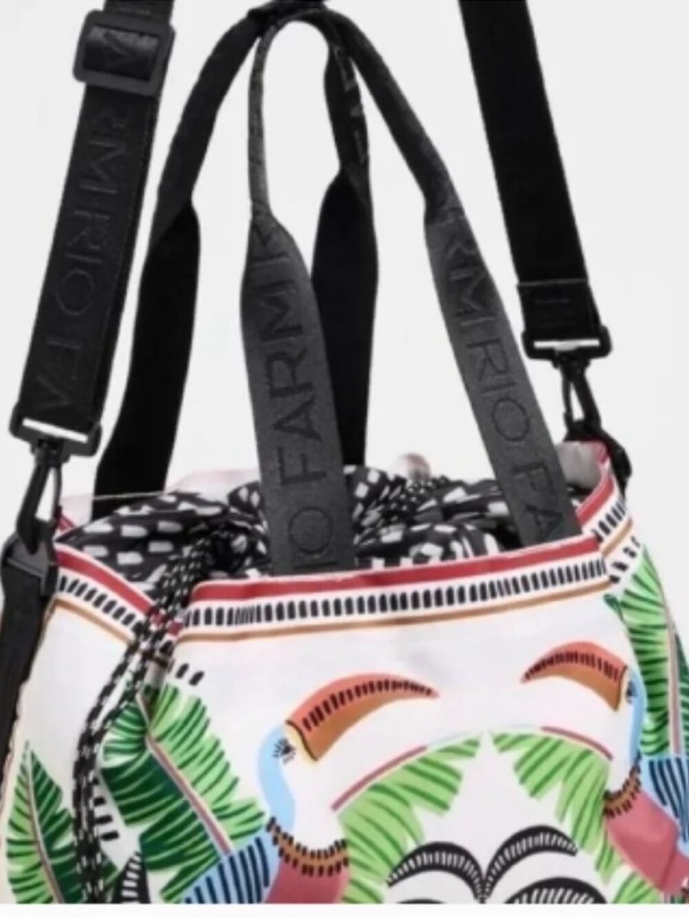 FARM Rio x Anthropologie White Tropical Toucan w/Foliage Destiny Tote, NWT - Picture 4 of 7